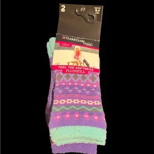 Cuddl Duds Girls Plushfill Crew Socks - Purple and Mint
